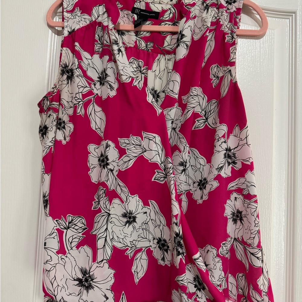 INC International Concepts Fuchsia Floral Blouse